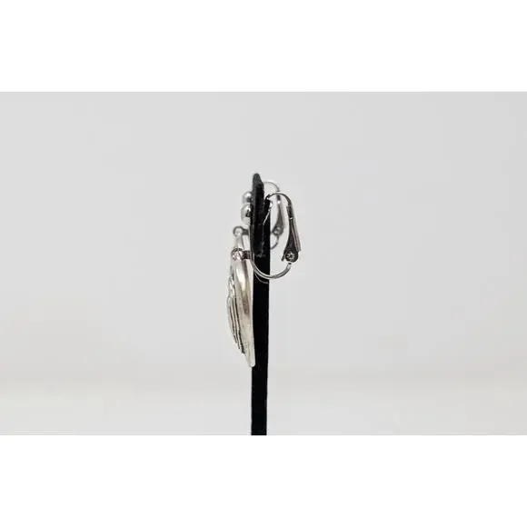 Silver Tone Layered Heart Necklace Earrings Set Multi-Strand Clip On Boho - Picture 7 of 13